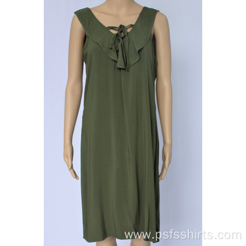 Women Casual Dress with Flounce Neck